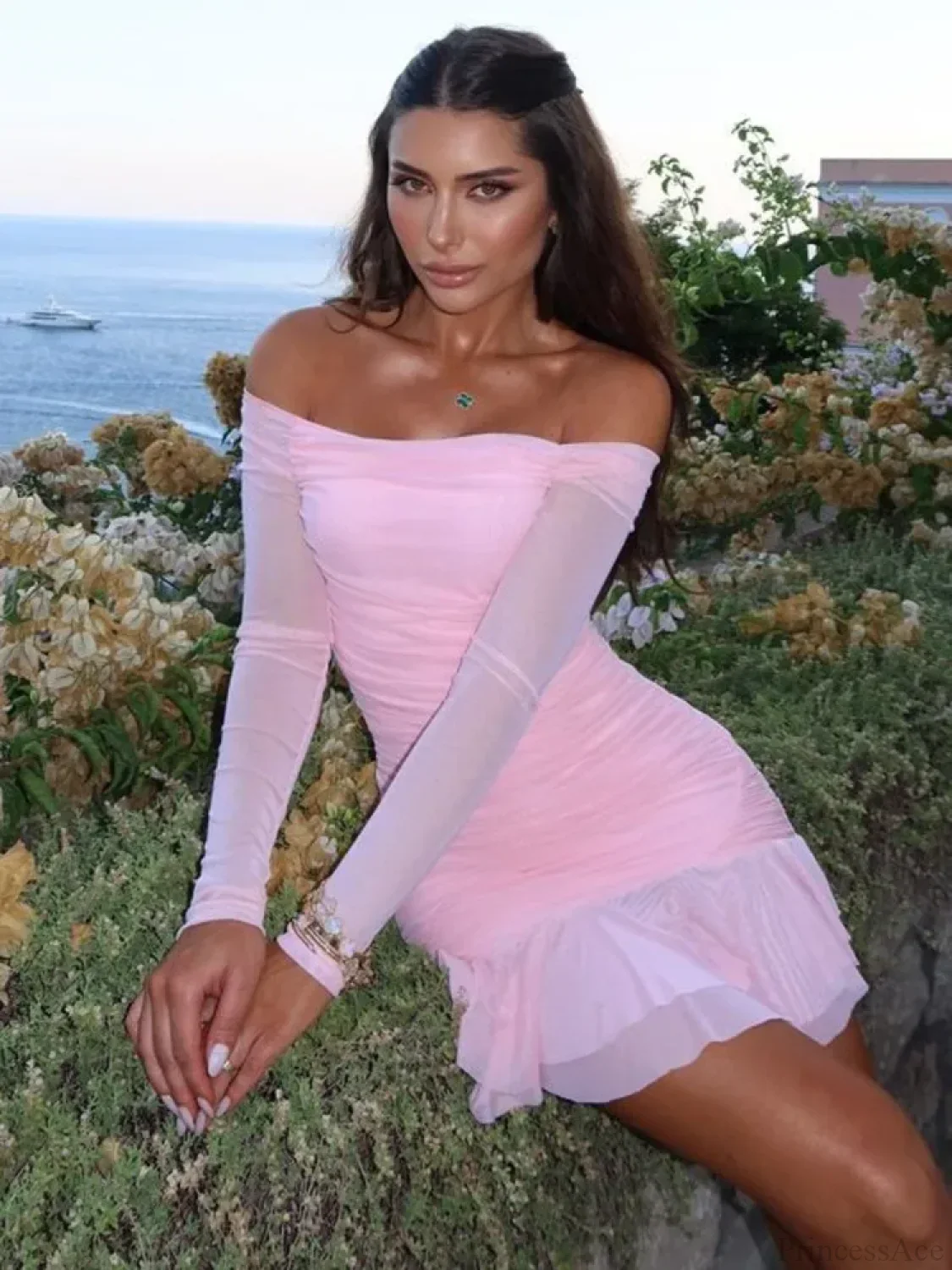 One-Shoulder Double Layer Mini Dress - Image 4