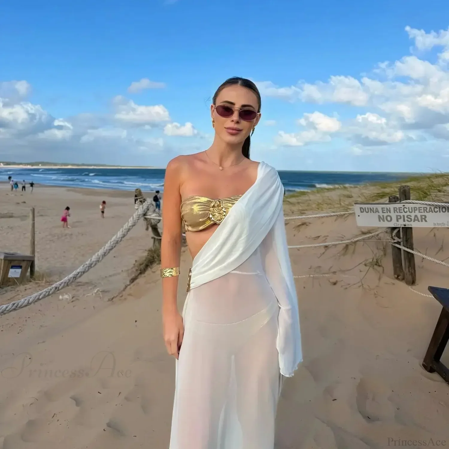 One-Shoulder High Waist Bikini Set Three Piece Swimsuit - Image 4