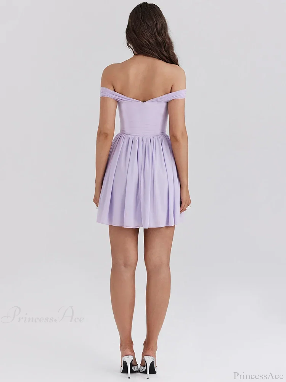 One-Shoulder Mesh Pleated Mini Dress - Image 5
