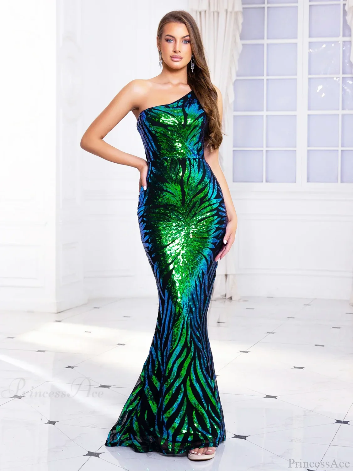 One-Shoulder Sequined Party Dress - Image 4