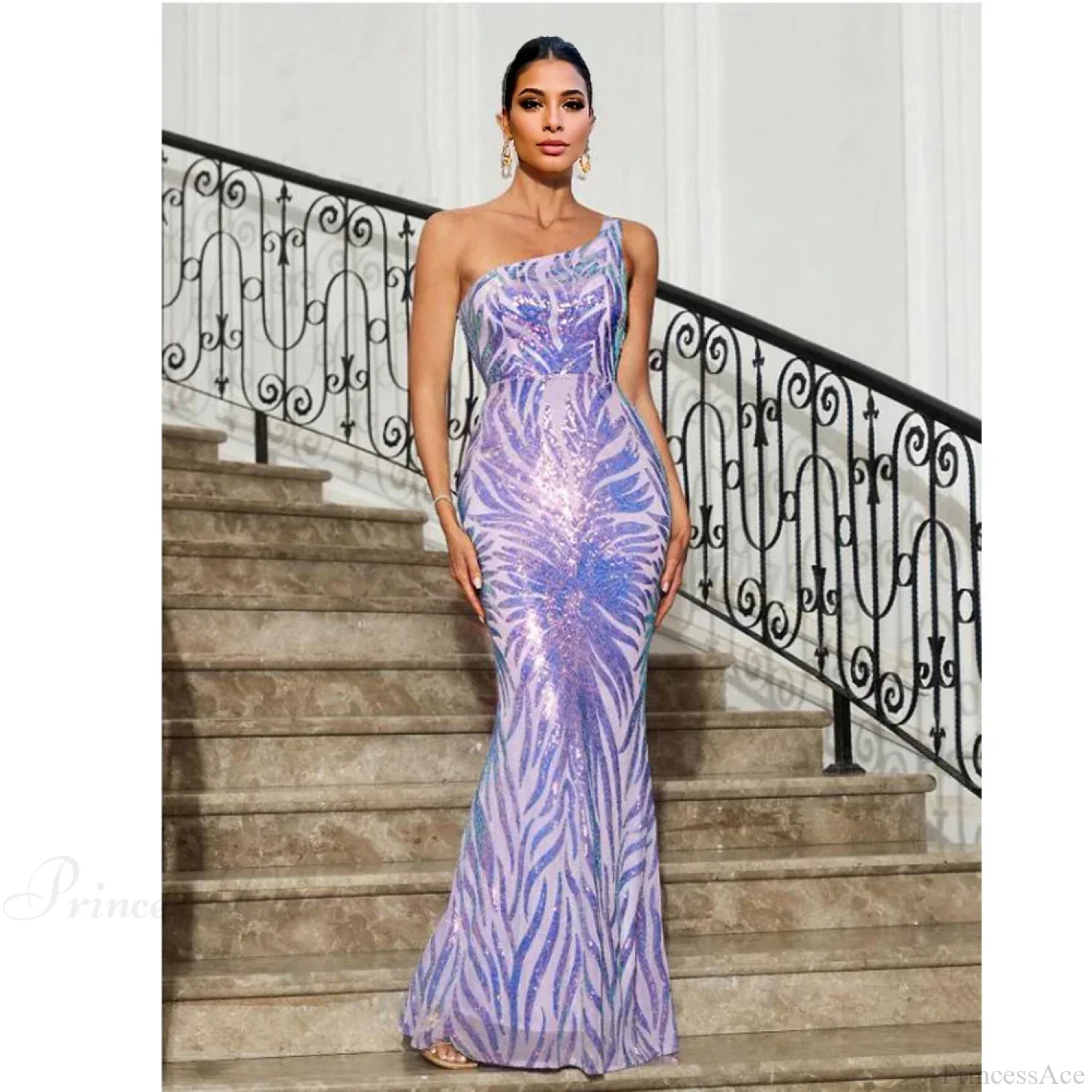 One-Shoulder Sequined Party Dress - Image 8