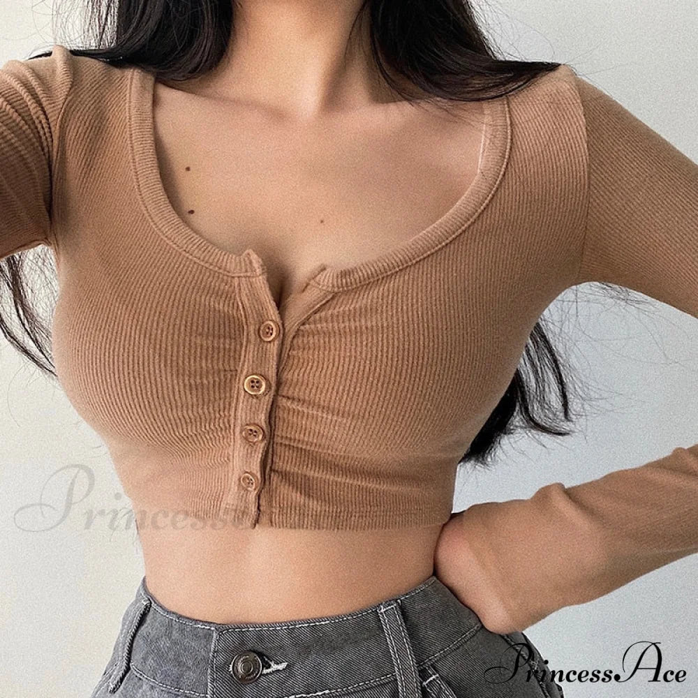 Open Blouse Top Korean Color Solid Cardigan Women's Arm V-neck Slim Long Navel U4WF - Image 4