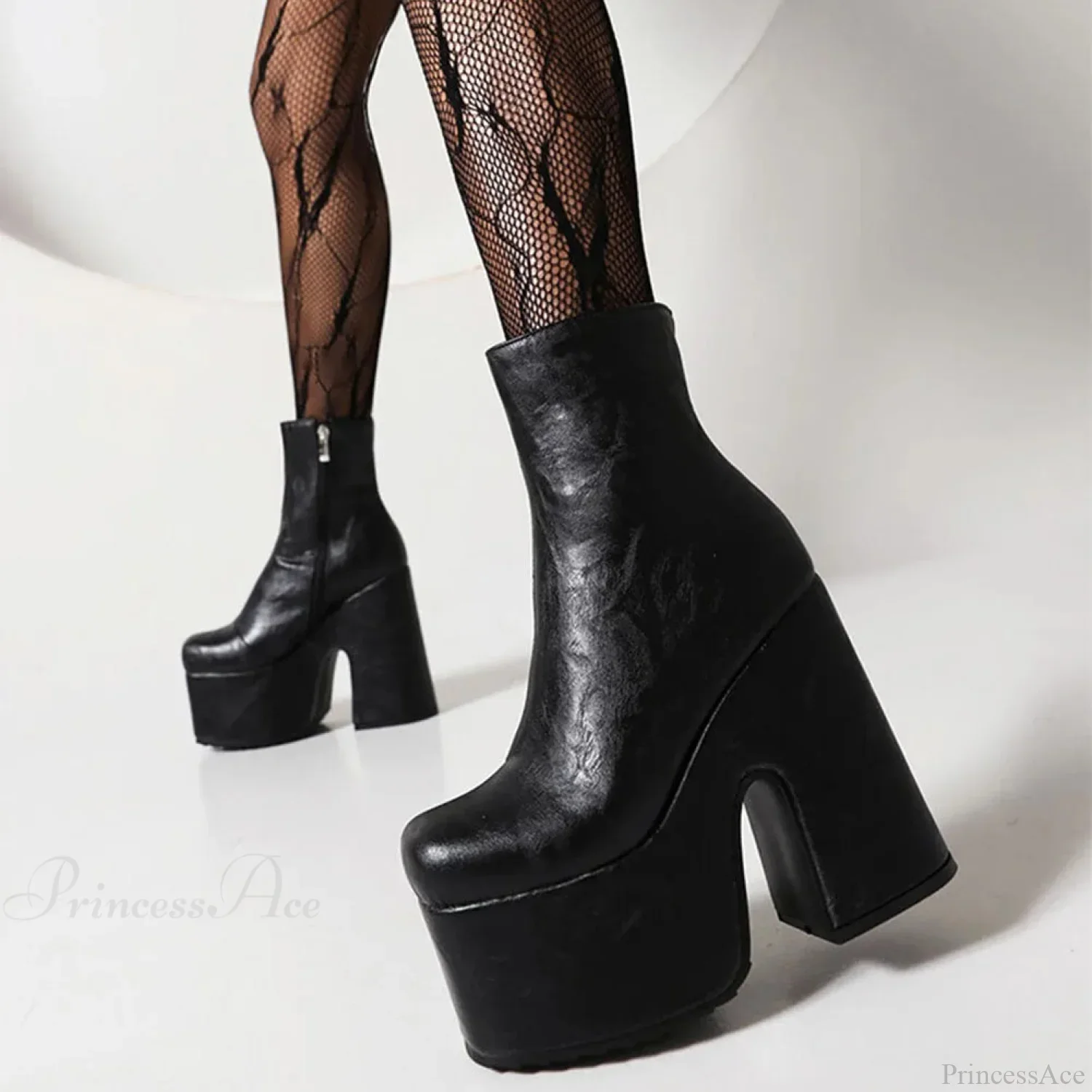 Opulent Metal Clasp Lace-Up Gothic Platform Boot - Image 3