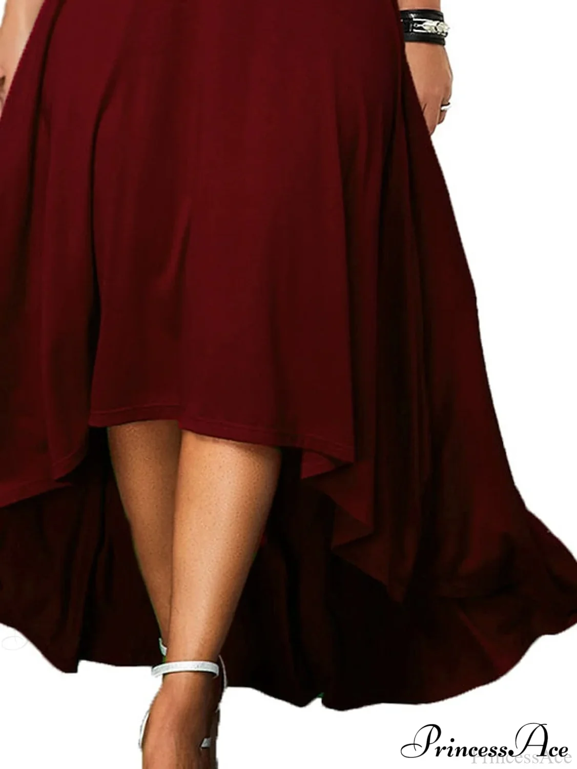 Out V Detail Summer/Spring Elegant Solid - - with Half Sleeves and Color - Gown Swing - Black/White Plus Hollow Party Size Midi Neck Sizes Gown Women's - L-4XL - Image 7