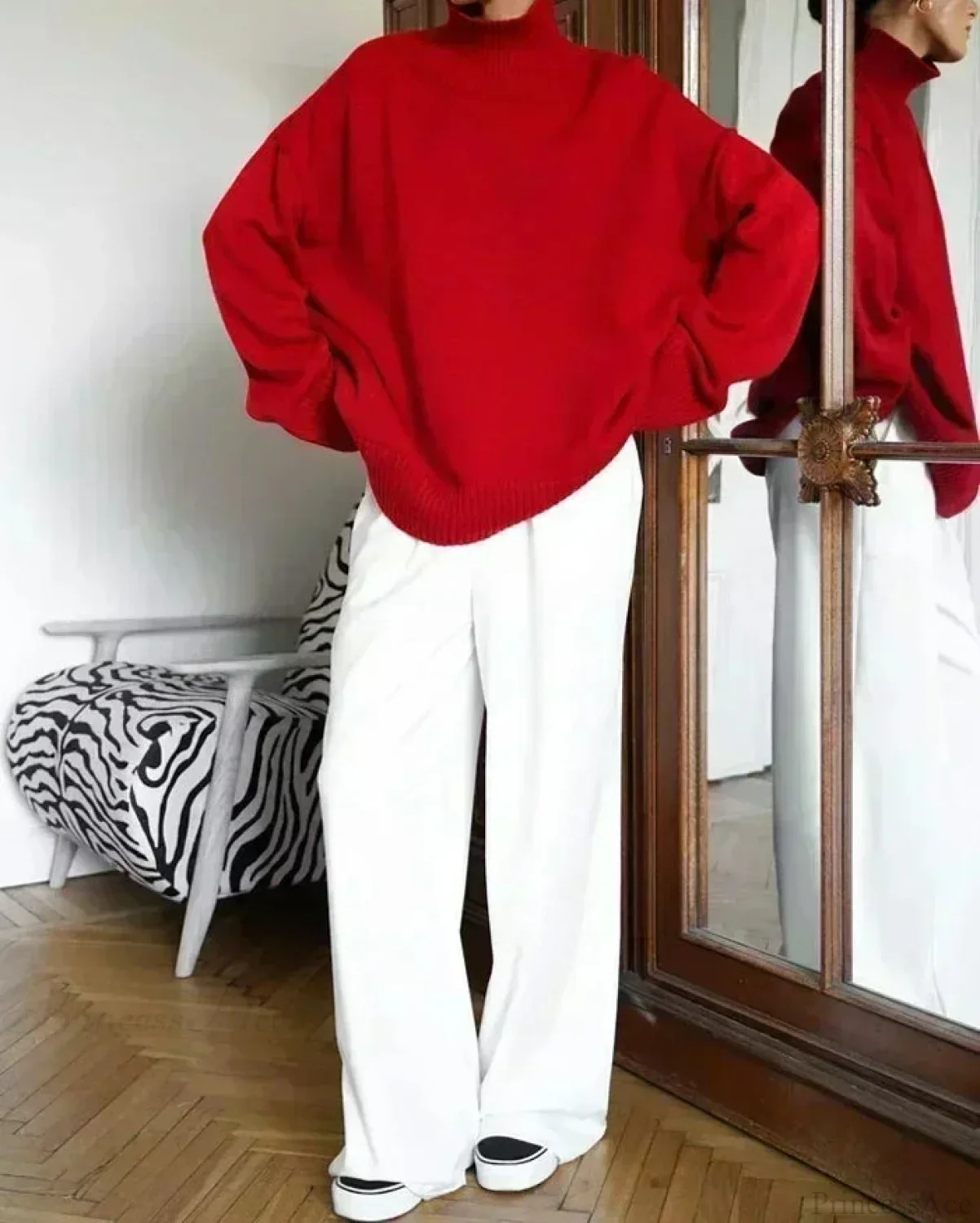 Oversize Vintage Turtleneck Winter Sweater - Image 2