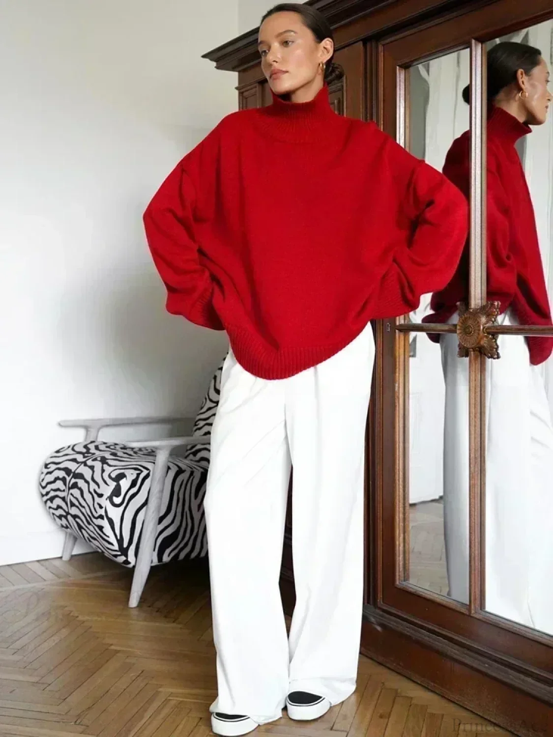 Oversize Vintage Turtleneck Winter Sweater - Image 5