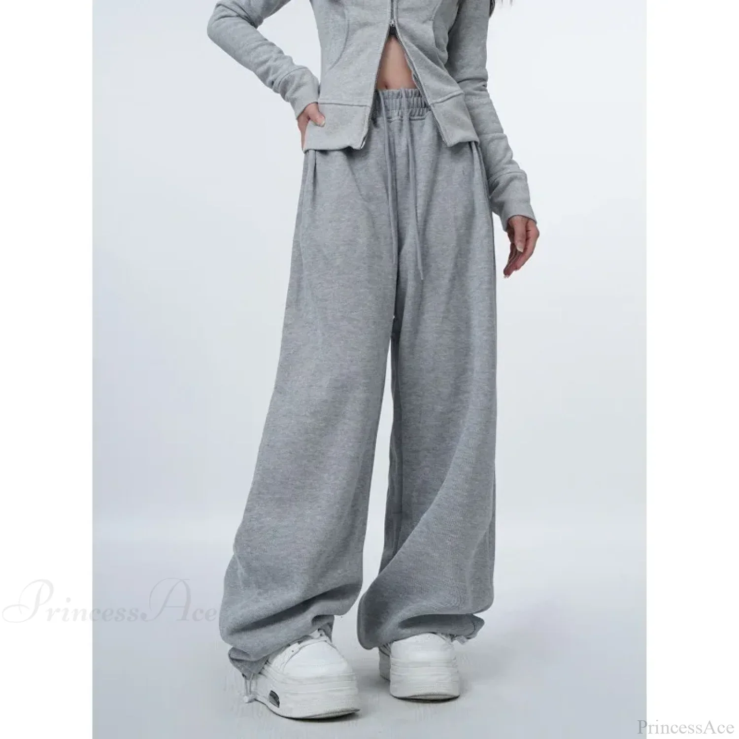 Oversized Gray Y2K Women Sweatpants Pants - Image 2