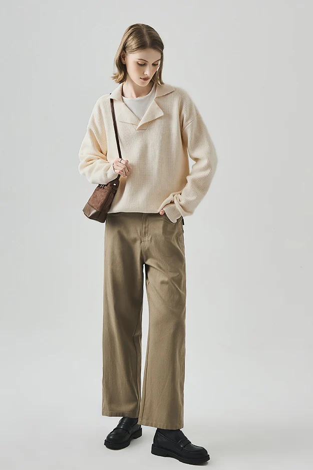 Oversized Lazy V-Neck Long-Sleeve Knit Top - Image 5