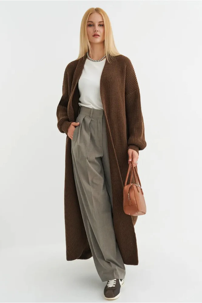 Oversized Long-Length Knit Cardigan - Image 3