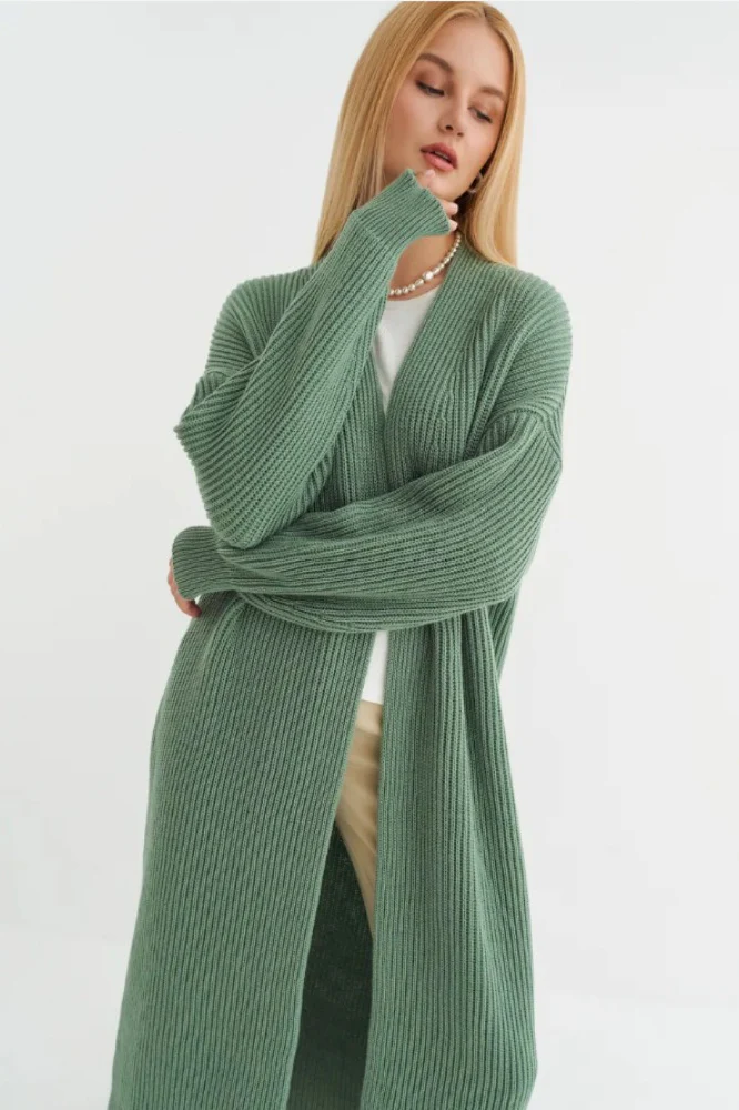 Oversized Long-Length Knit Cardigan - Image 7