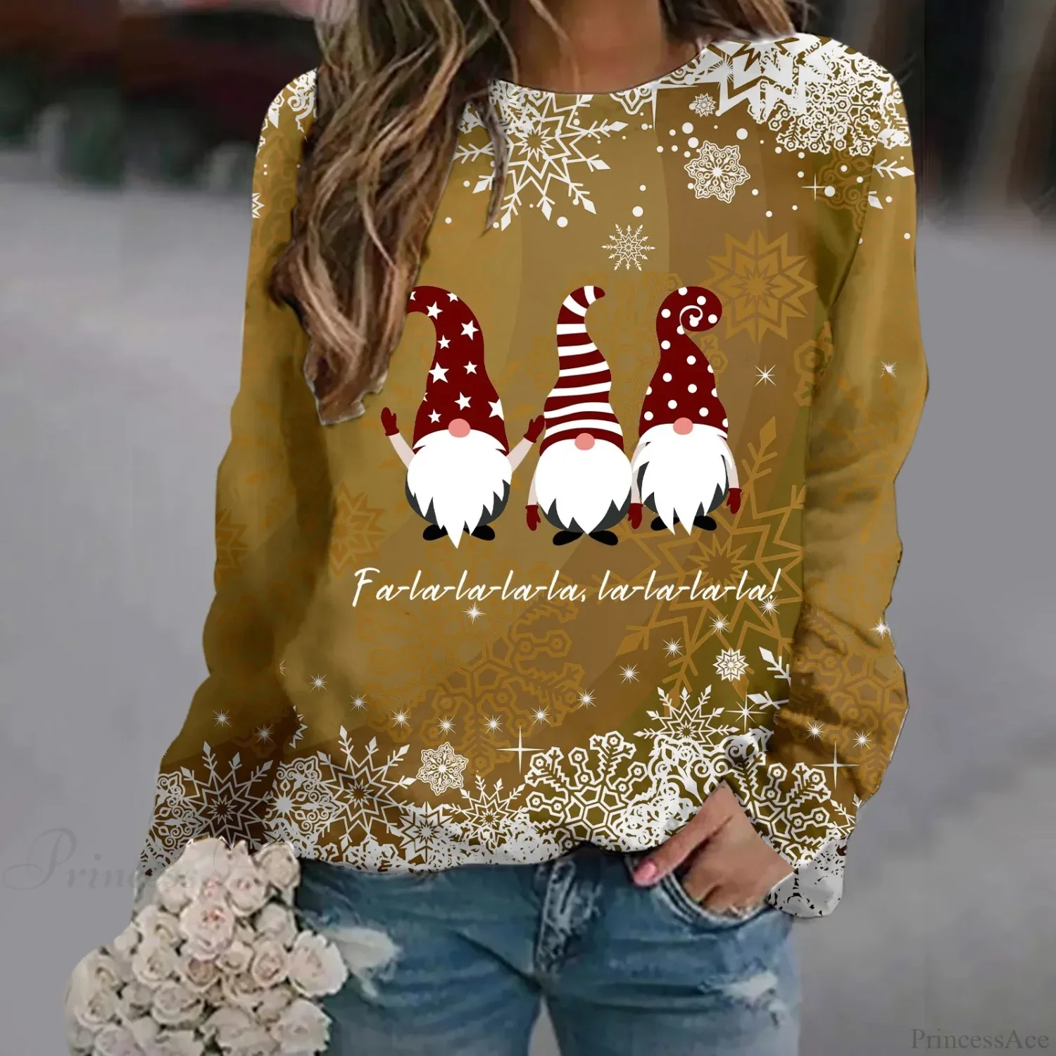 Oversized Print Crew Neck Soft Long Sleeve Casual Loose Y2K Winter Hoodie - Image 14