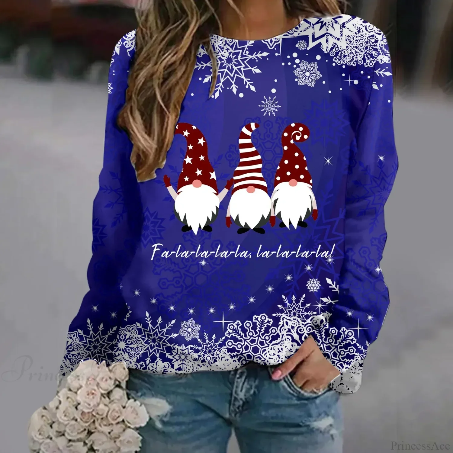 Oversized Print Crew Neck Soft Long Sleeve Casual Loose Y2K Winter Hoodie - Image 16