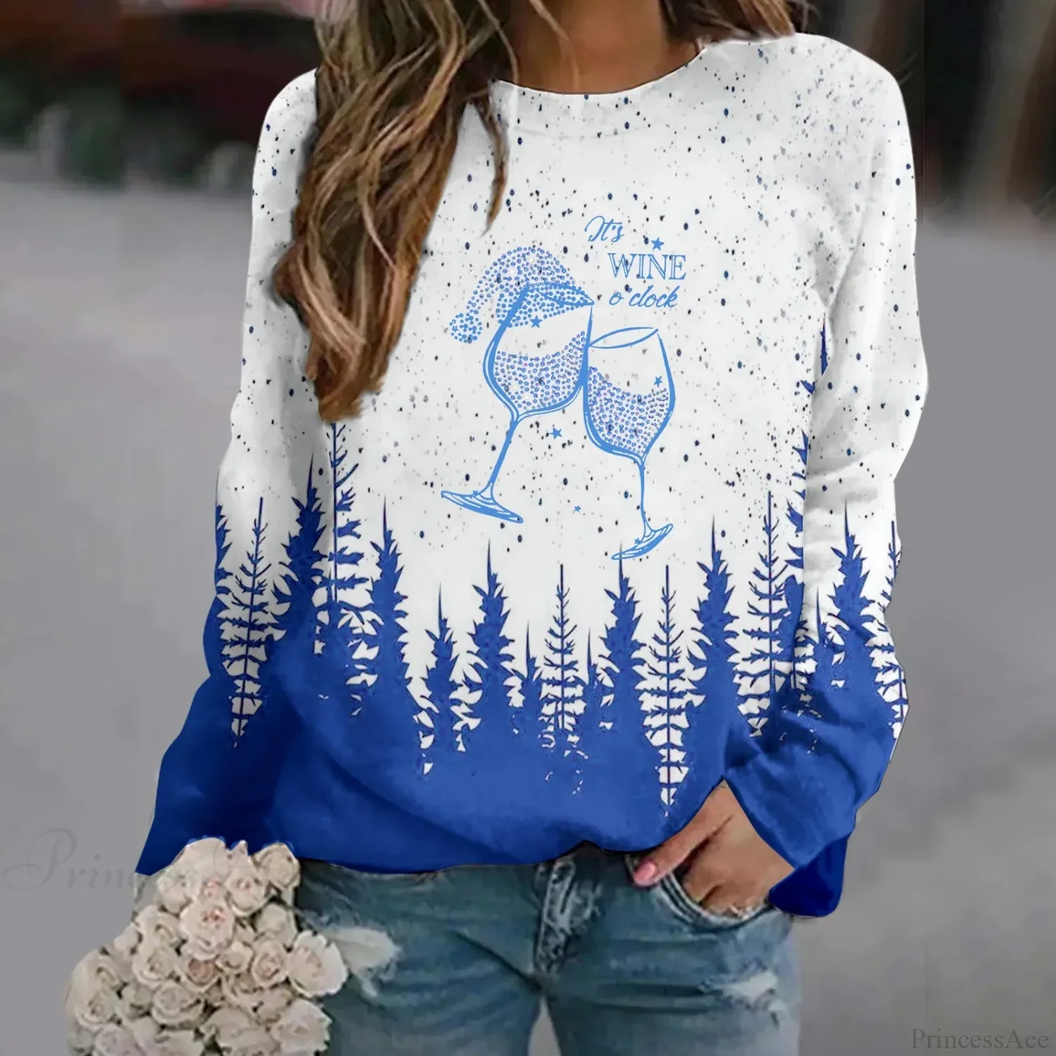 Oversized Print Crew Neck Soft Long Sleeve Casual Loose Y2K Winter Hoodie - Image 19