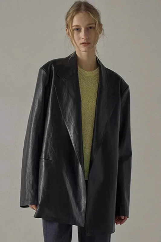 Oversized PU Blazer Coat