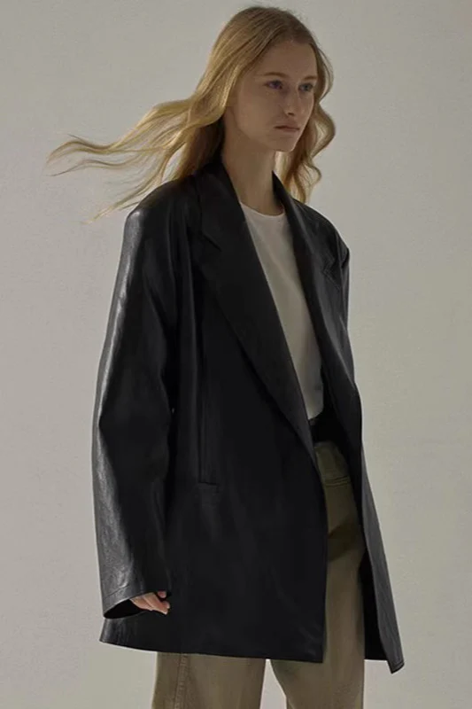 Oversized PU Blazer Coat - Image 2