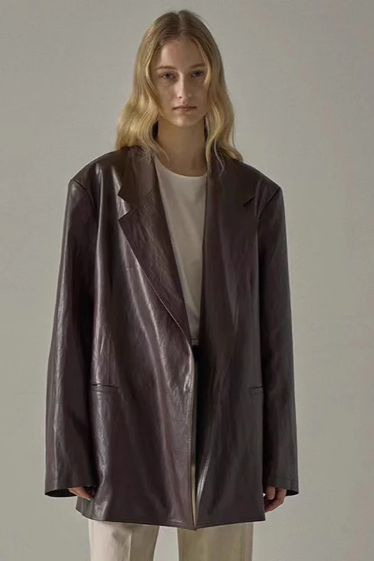 Oversized PU Blazer Coat - Image 5