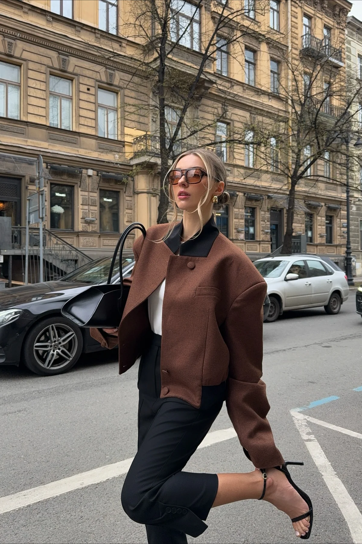 Padded Shoulder Solid Coat