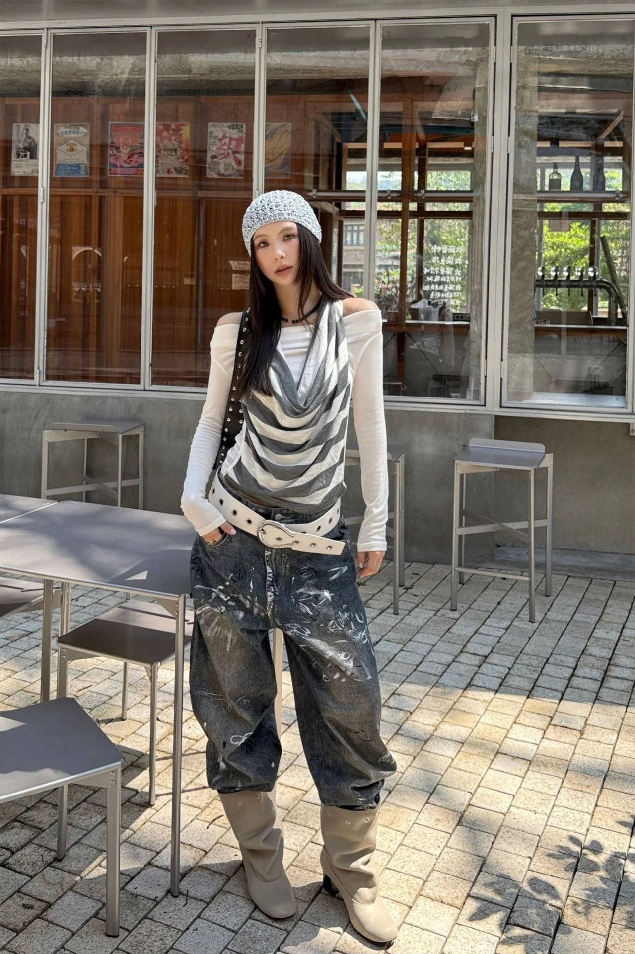 Paint Splatter Graffiti Wide Leg Jeans - Image 4