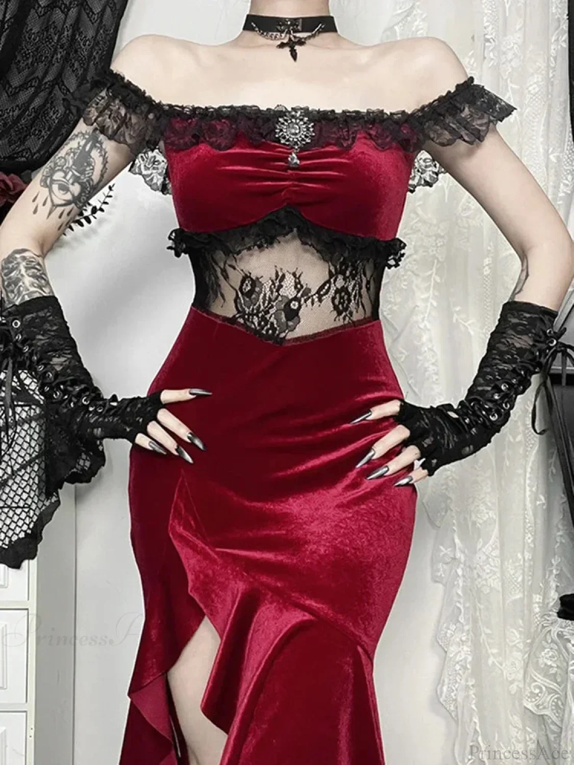 Palatial Fashion Lace Empty Out Full-Length Dress - Image 3