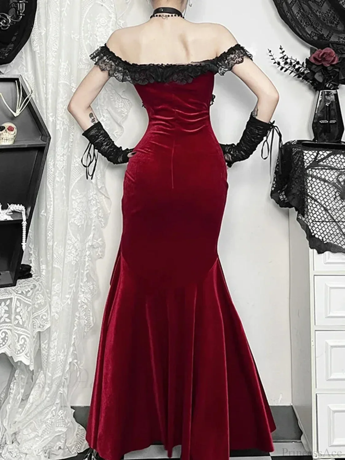 Palatial Fashion Lace Empty Out Full-Length Dress - Image 4