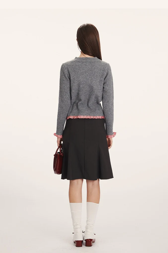 Panel-Design Waist-Cinched Slim Knit Cardigan - Image 7