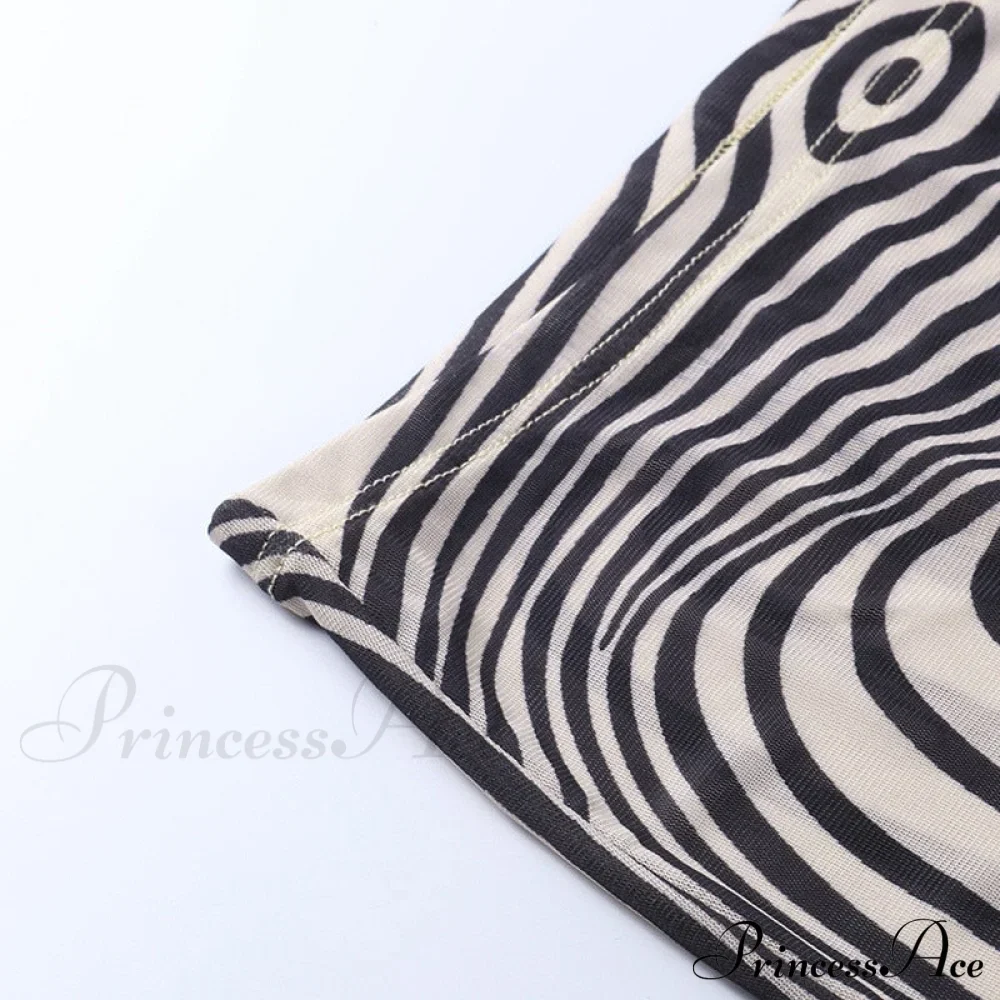 Pants Suit Sexy Costume Zebra Co-ord Striped Tracksuit for Mesh + Set 2 T-shirt Piece Long Autumn Women - Image 13
