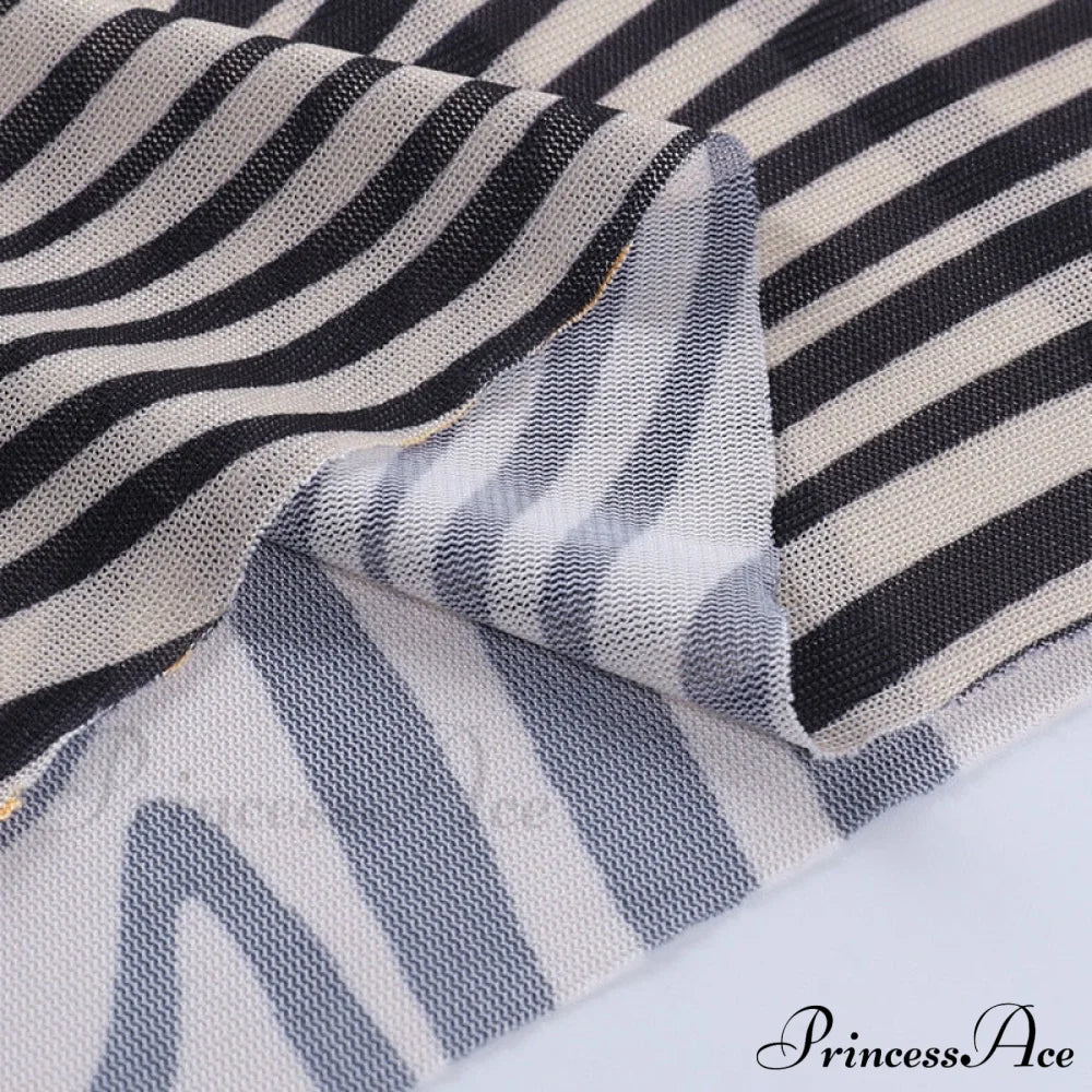 Pants Suit Sexy Costume Zebra Co-ord Striped Tracksuit for Mesh + Set 2 T-shirt Piece Long Autumn Women - Image 17