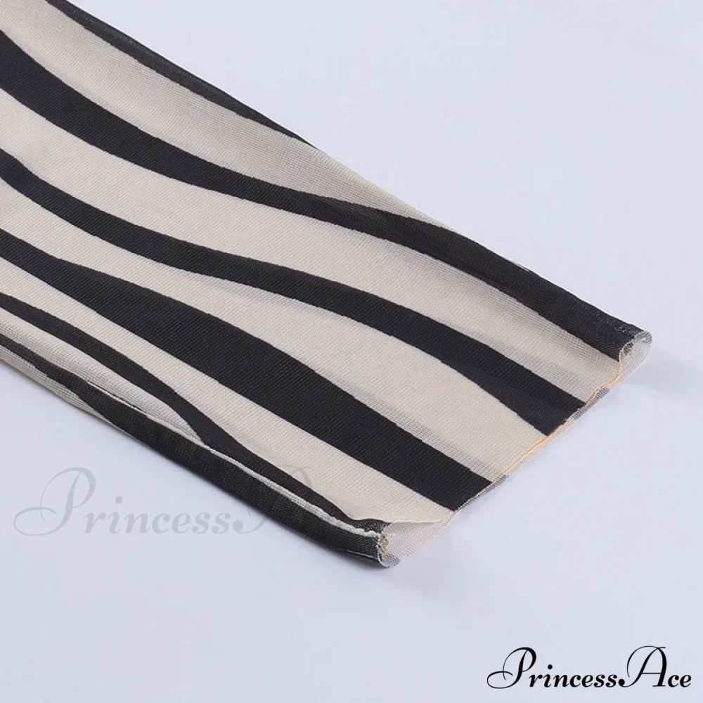 Pants Suit Sexy Costume Zebra Co-ord Striped Tracksuit for Mesh + Set 2 T-shirt Piece Long Autumn Women - Image 18