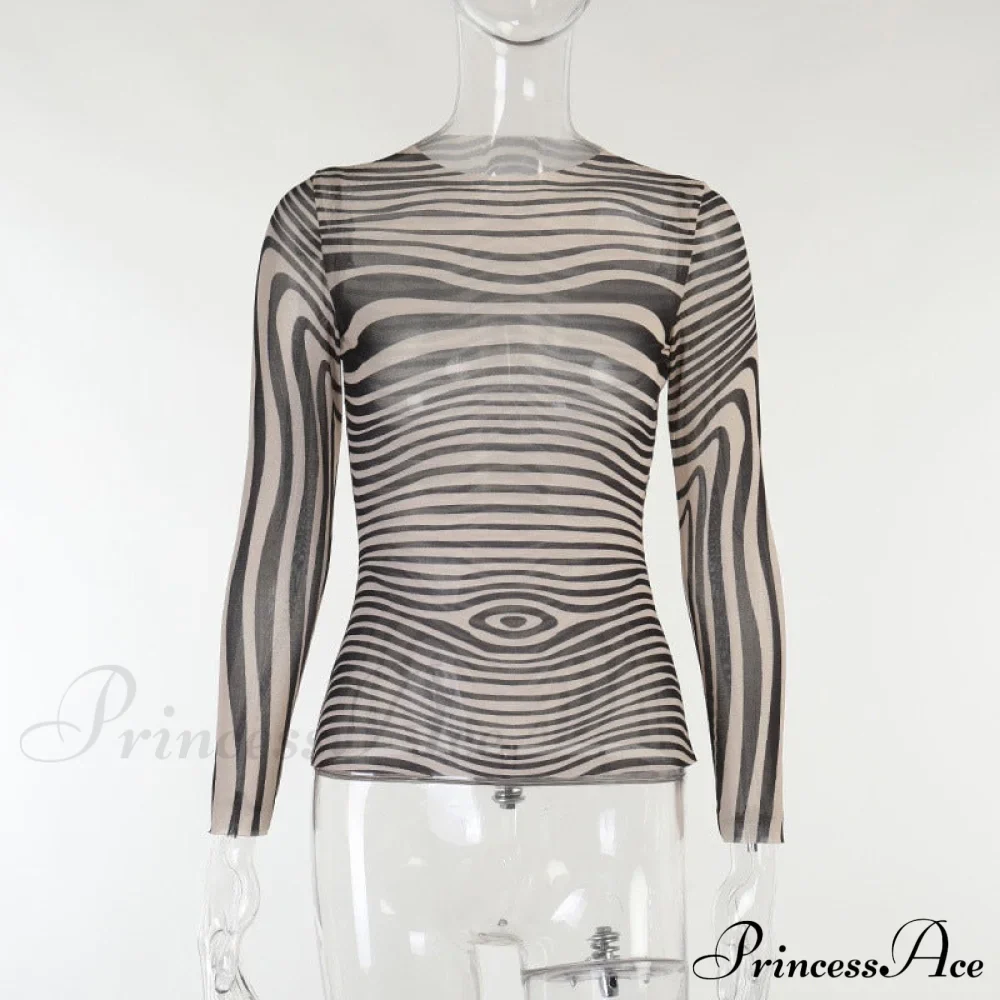 Pants Suit Sexy Costume Zebra Co-ord Striped Tracksuit for Mesh + Set 2 T-shirt Piece Long Autumn Women - Image 8
