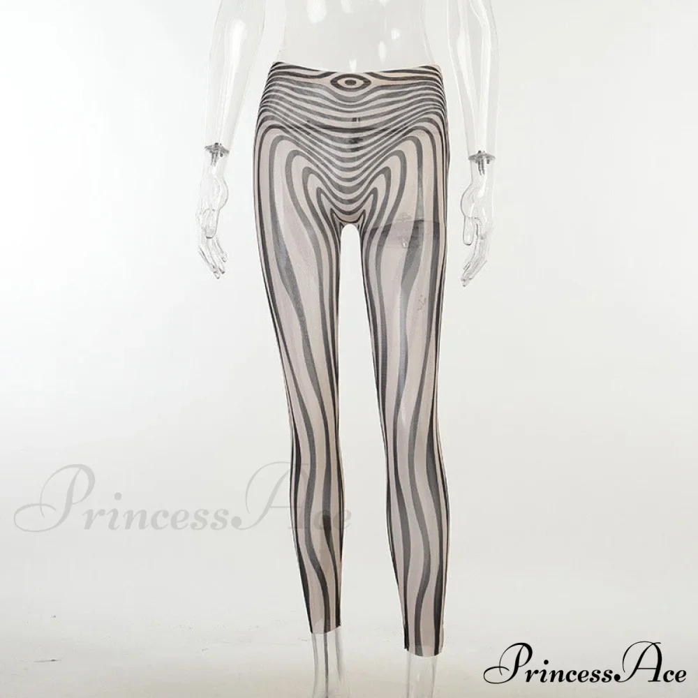 Pants Suit Sexy Costume Zebra Co-ord Striped Tracksuit for Mesh + Set 2 T-shirt Piece Long Autumn Women - Image 9