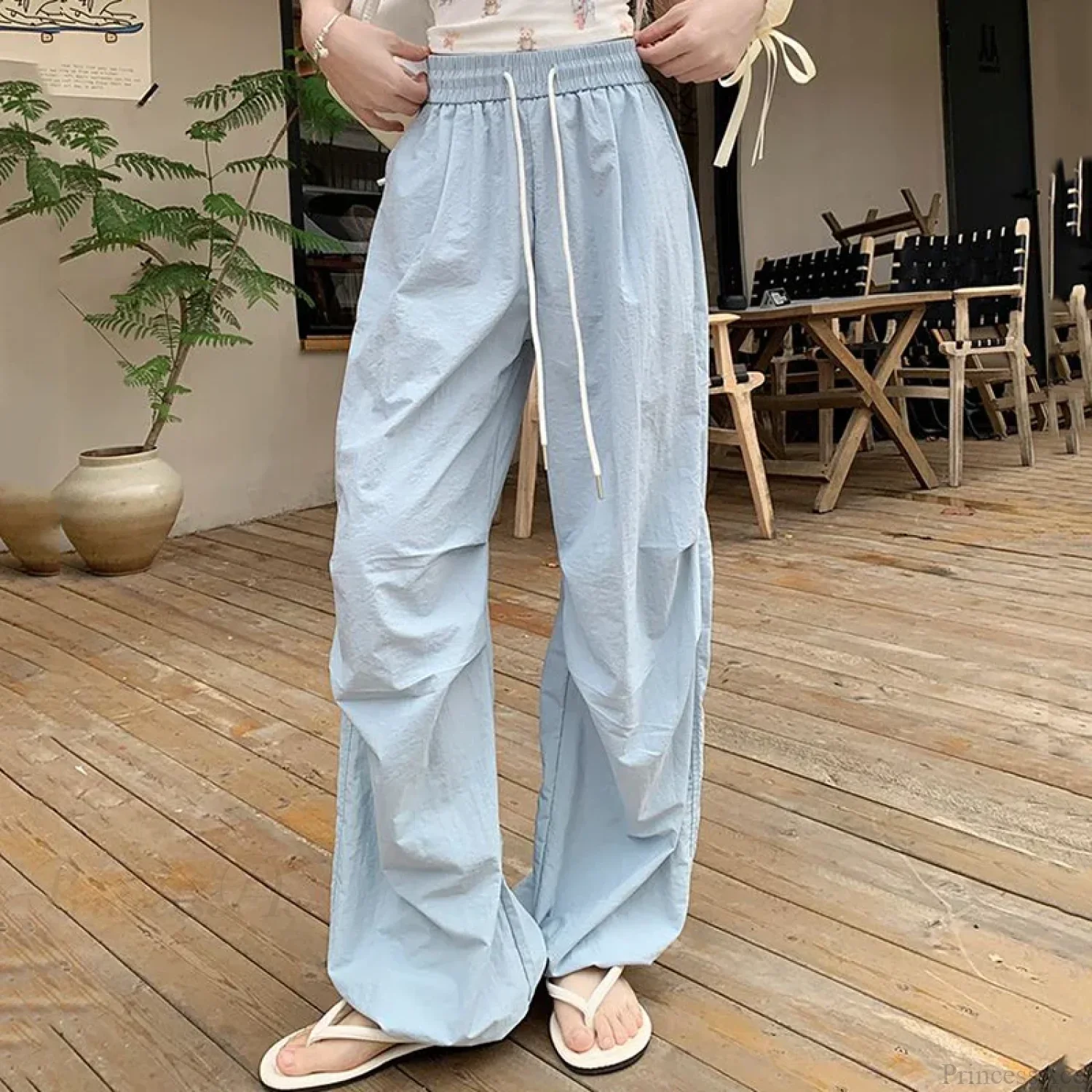Parachute High Waist Drawstring Wide Leg Pant - Image 2