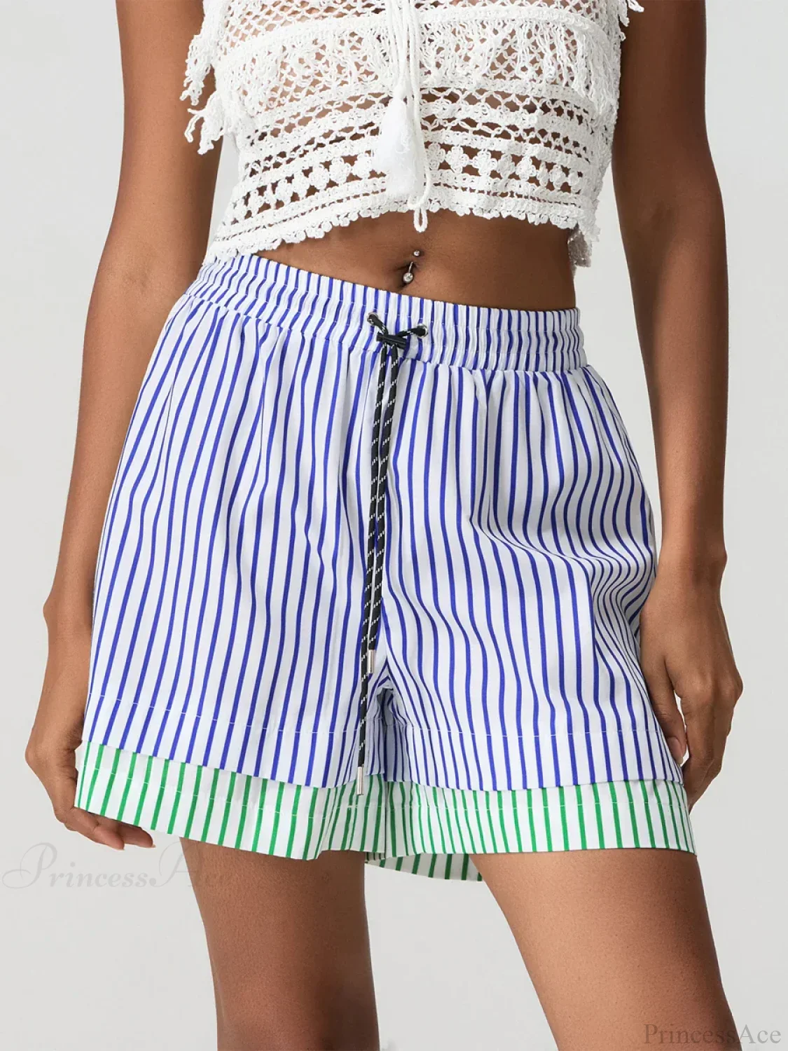 Patchwork Drawstring Wide Leg Short - Image 6
