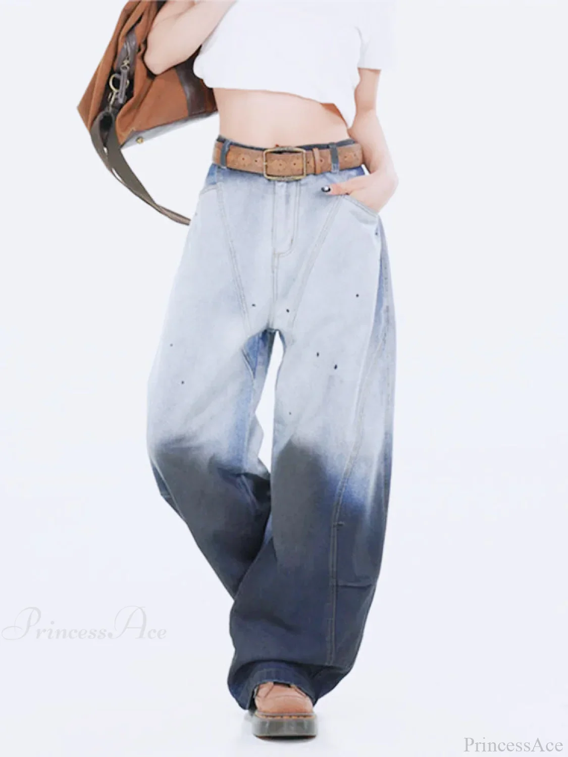 Patchwork Gothic Tall Waist Denim Pant - Image 2