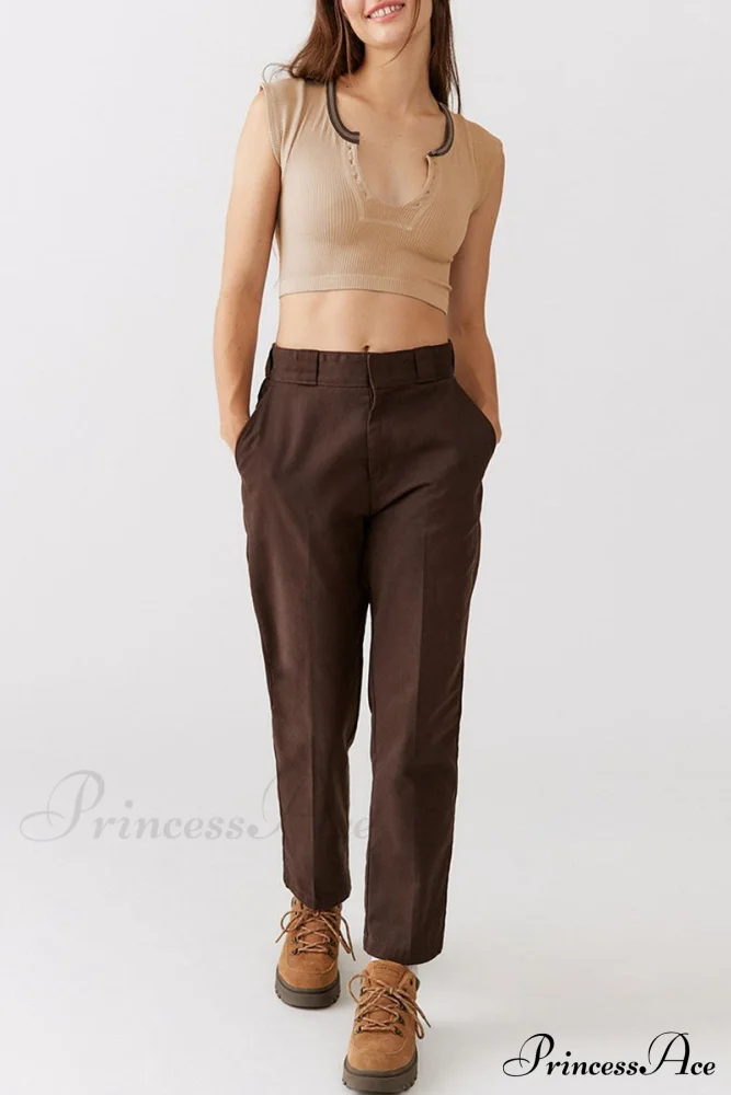 Patchwork Neck U Solid T-Shirt - Image 10