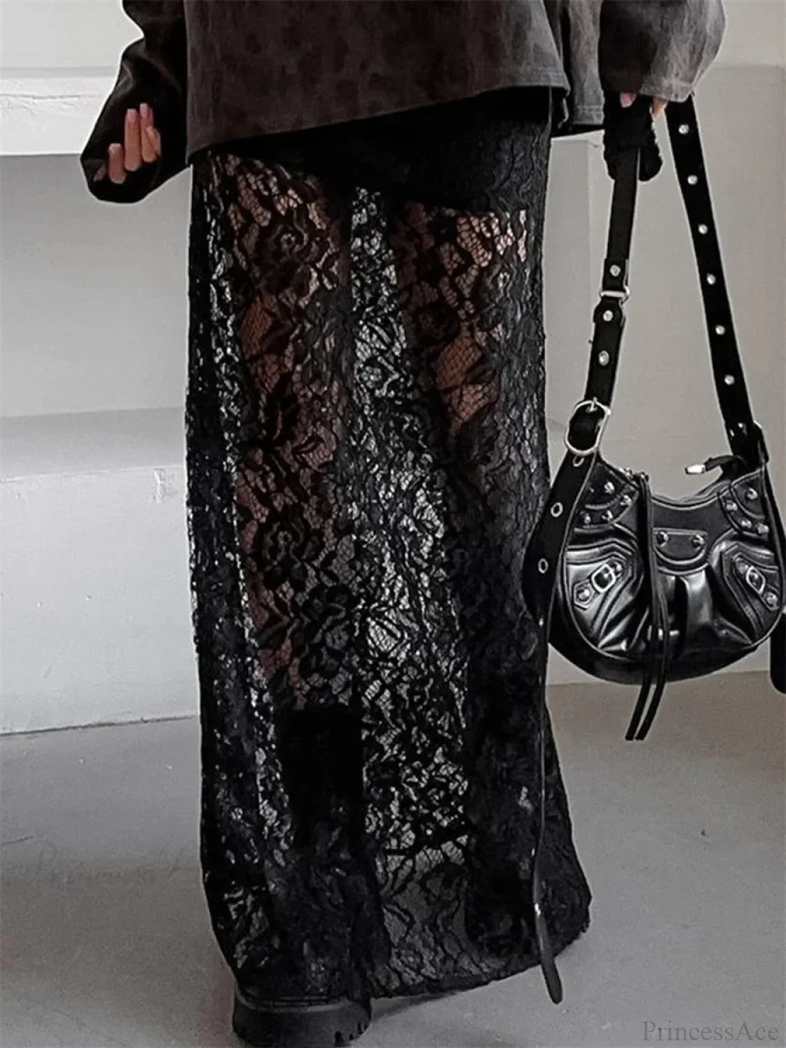 Patchwork See-Through Maxi Skirt - Image 3