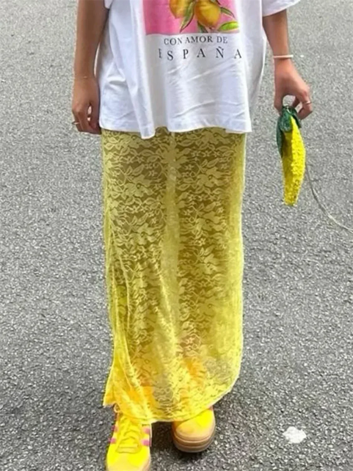 Patchwork See-Through Maxi Skirt - Image 5
