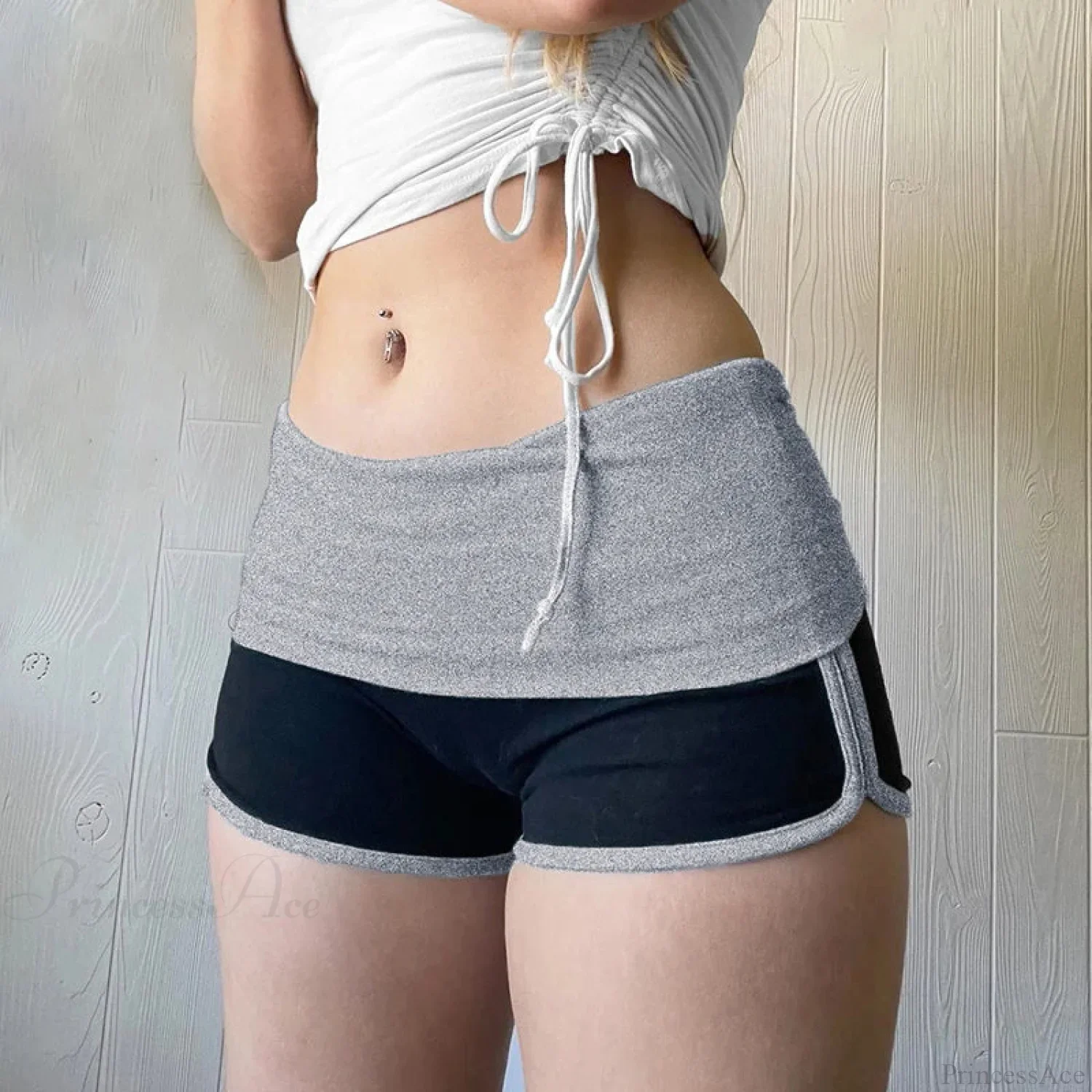 Patchwork Slim Low-Waist Short - Image 3
