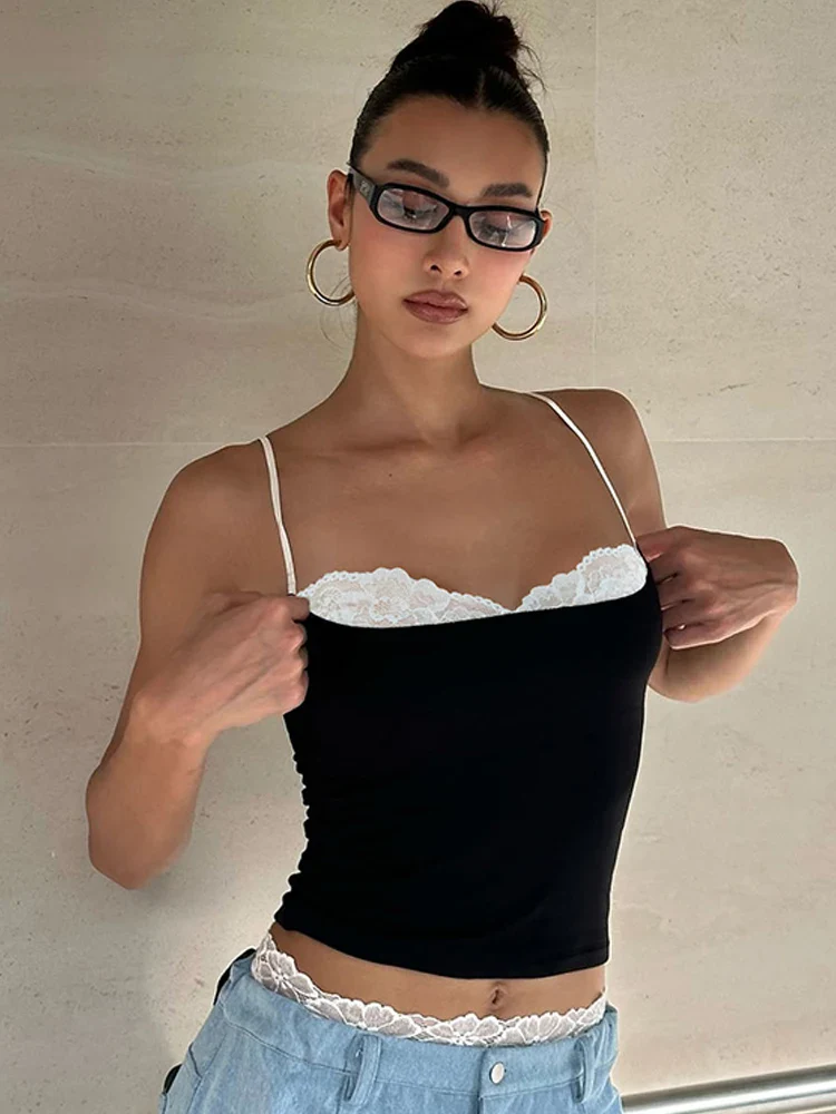 Patchwork Square Collar Crop Top - Image 2