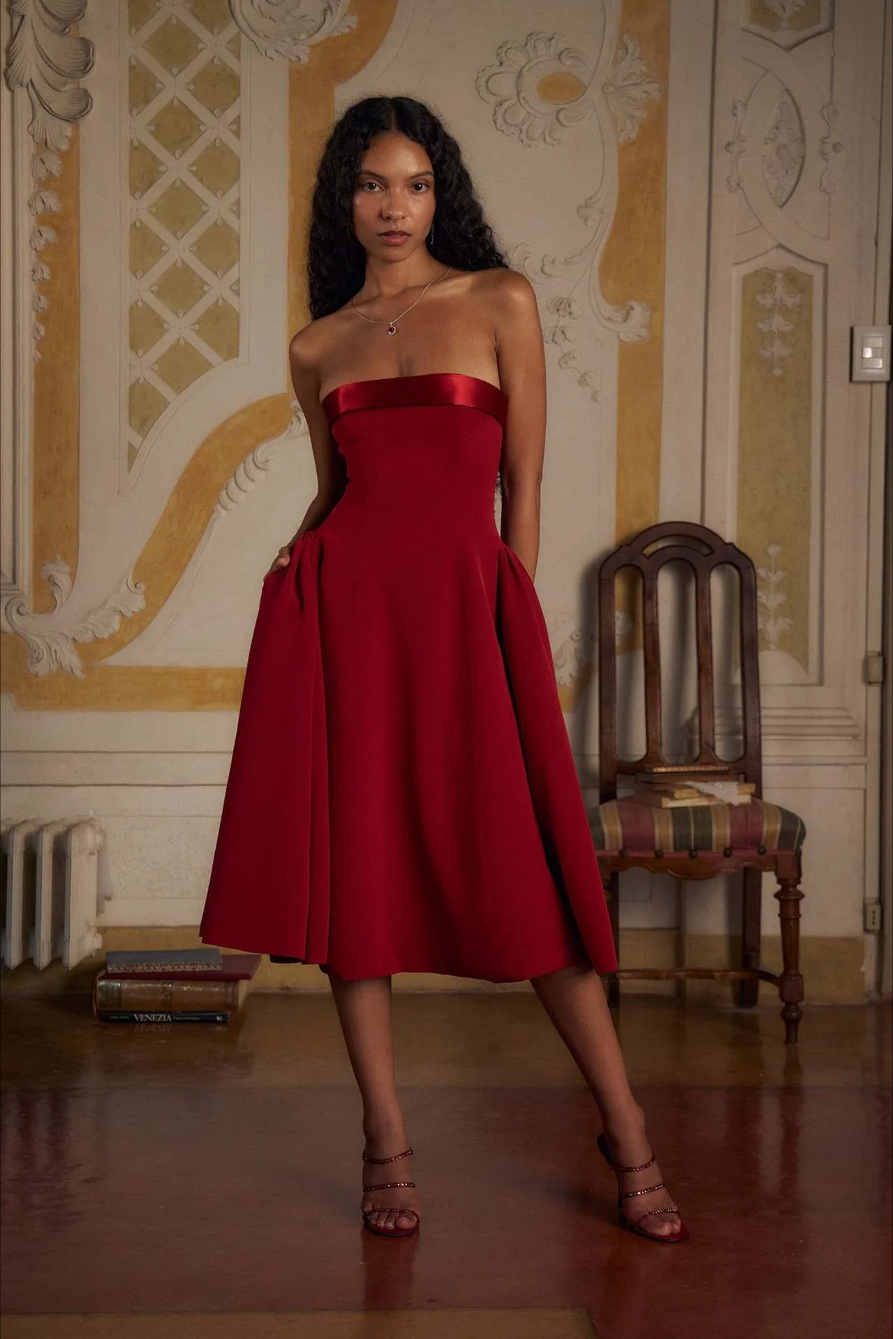 Patchwork Strapless Open Back Fitted Waist Elegant Party Dress - Image 3