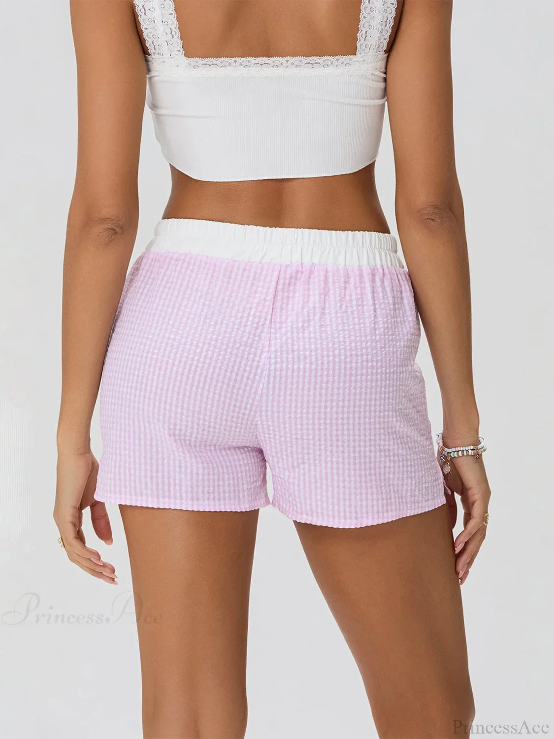 Patchwork Striped Elastic Waist Short - Image 6