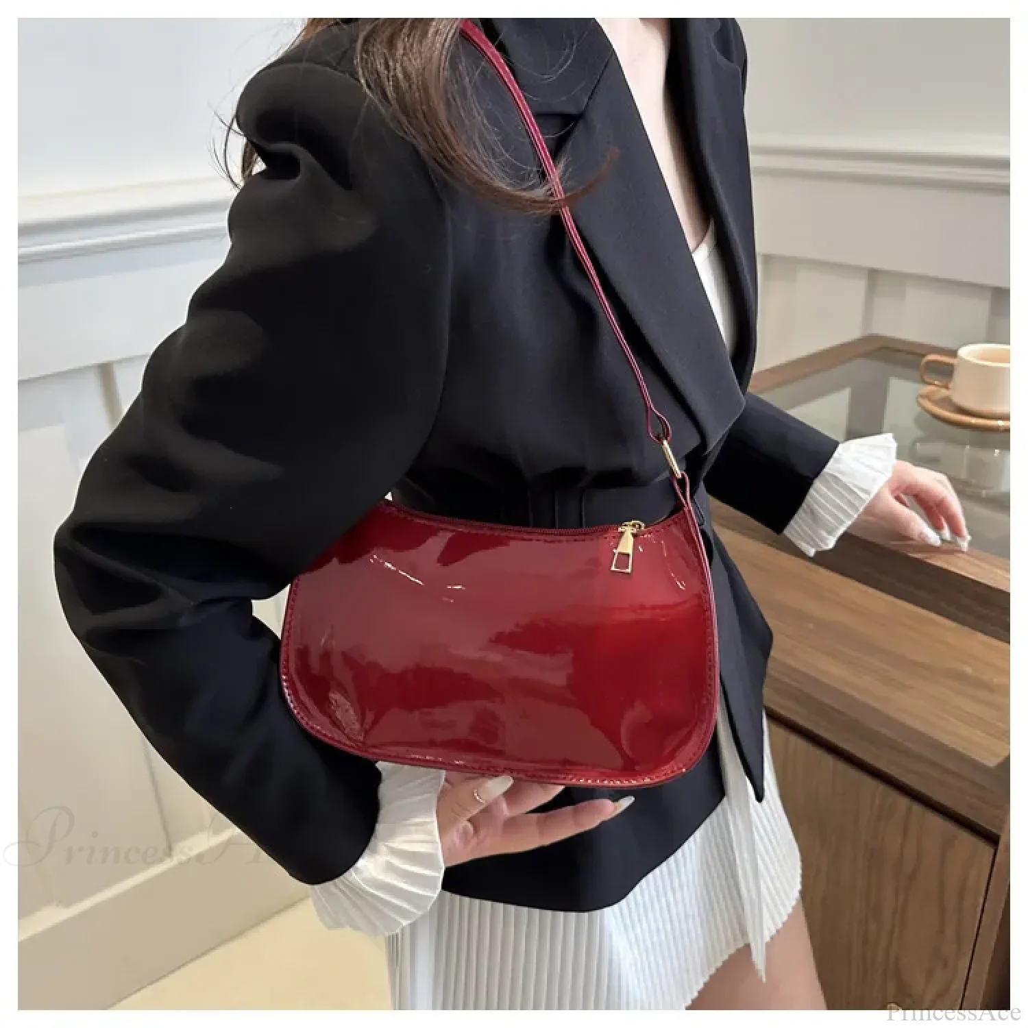 Patent Leather Versatile Fashion Shoulder Bag - Image 3
