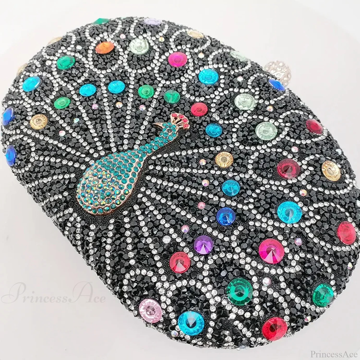Peacock Pattern Diamond Evening Rhinestone Shoulder Clutch Bag - Image 3