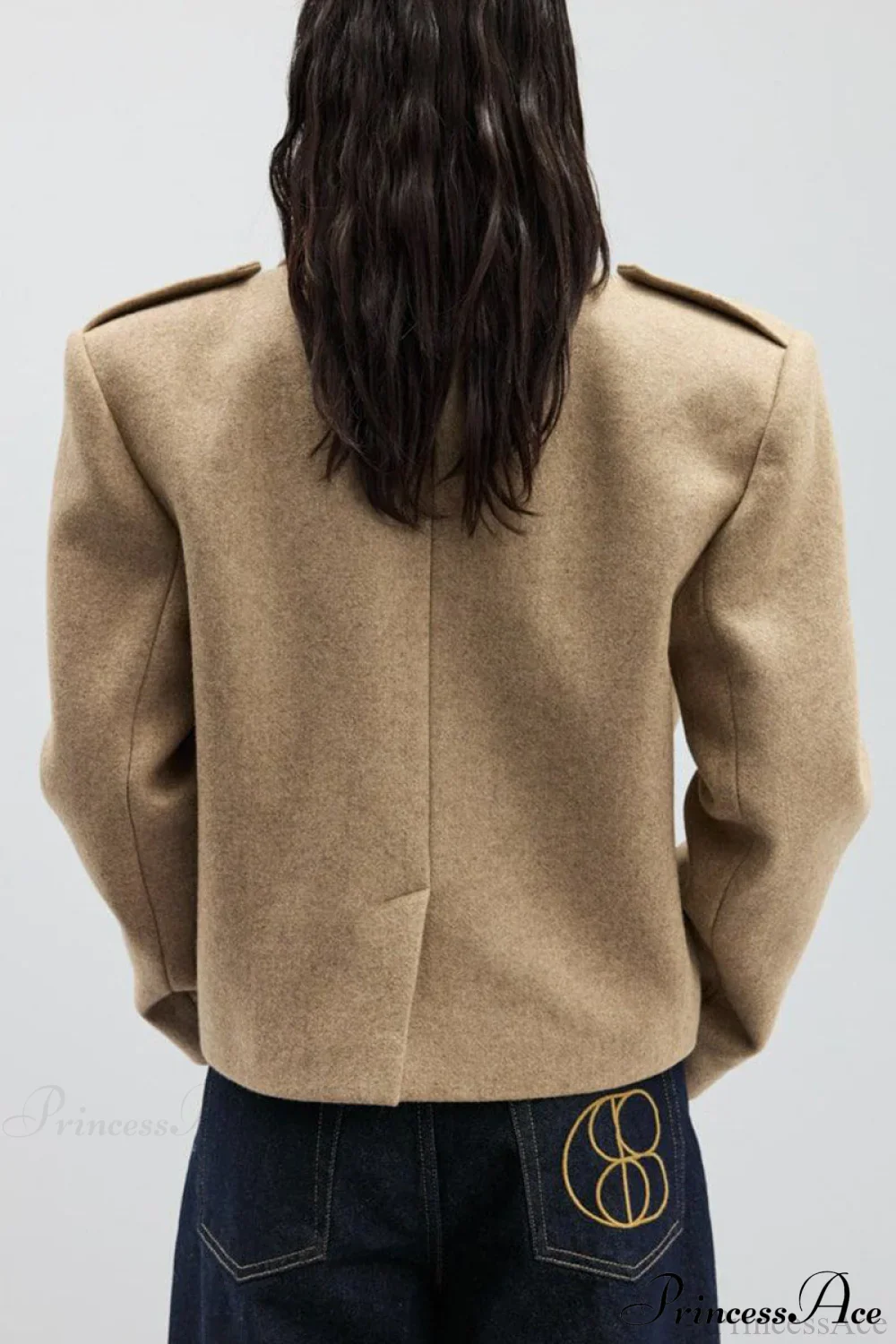 Peak Lapel Blazer Style Wool Loose Coat - Image 3