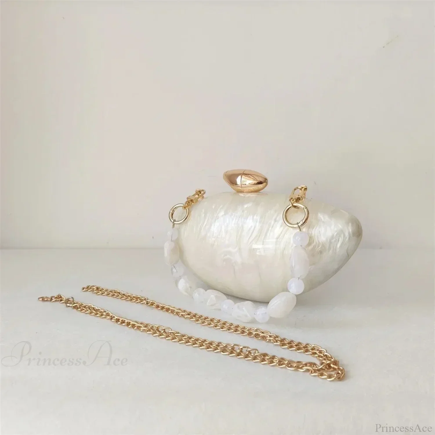 Pearl Brown Marble Acrylic Box Evening Clutch Bag - Image 12