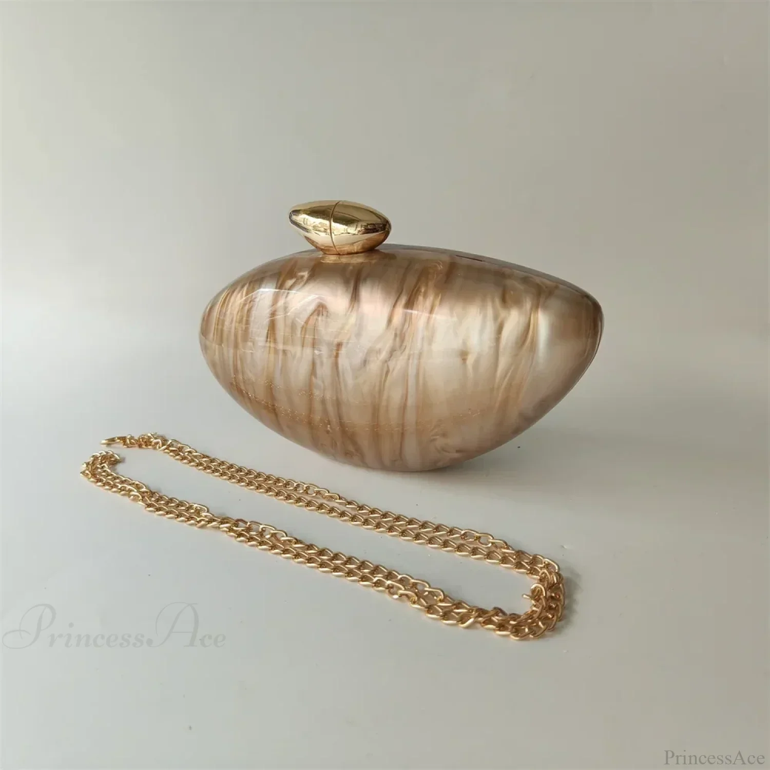 Pearl Brown Marble Acrylic Box Evening Clutch Bag - Image 14