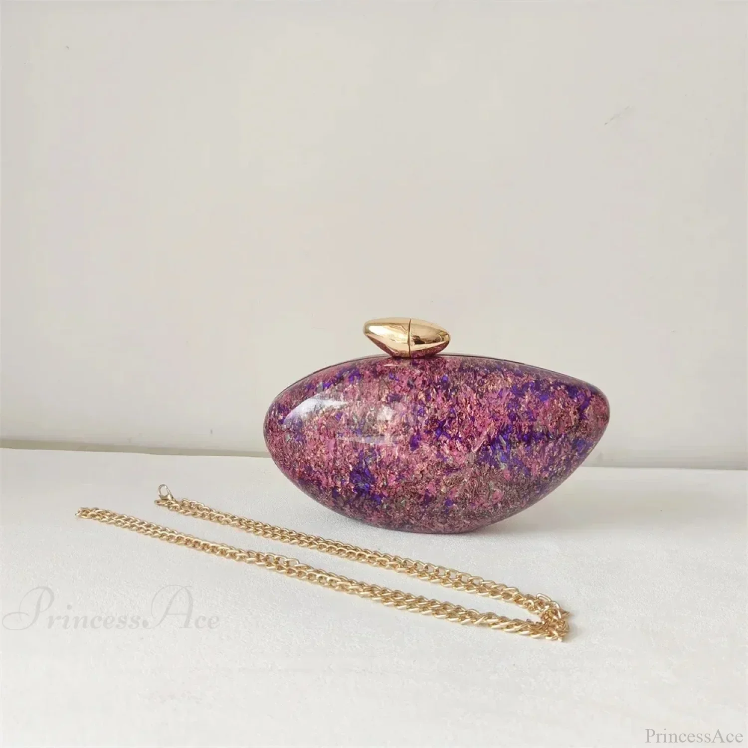 Pearl Brown Marble Acrylic Box Evening Clutch Bag - Image 8