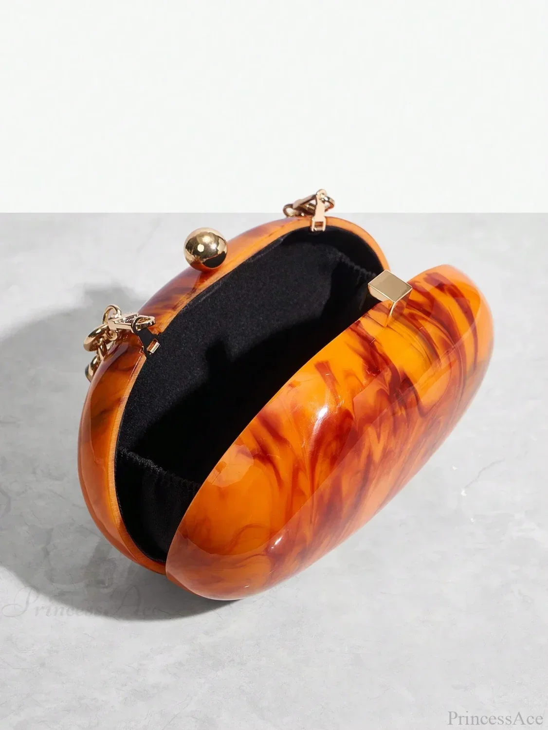 Pearl Brown Orange Acrylic Box Evening Clutch Bag - Image 3