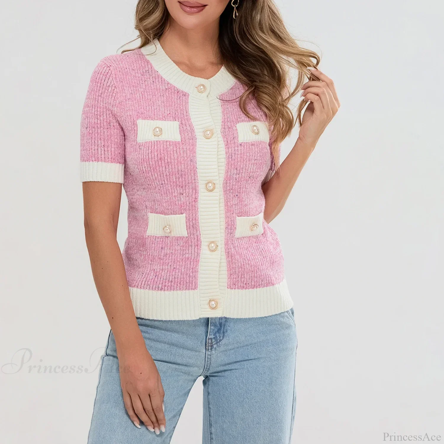Pearl Button Short Sleeve Cardigan - Image 8