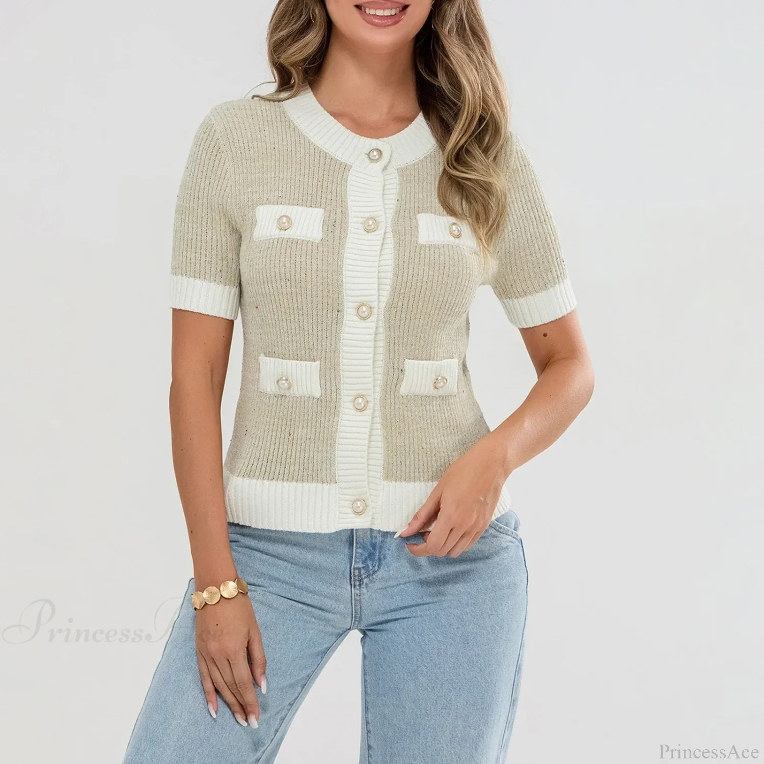 Pearl Button Short Sleeve Cardigan - Image 9