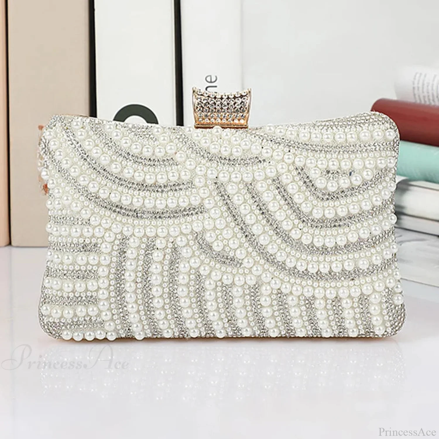 Pearl Diamond Wedding Evening Clutch Wristlet - Image 2